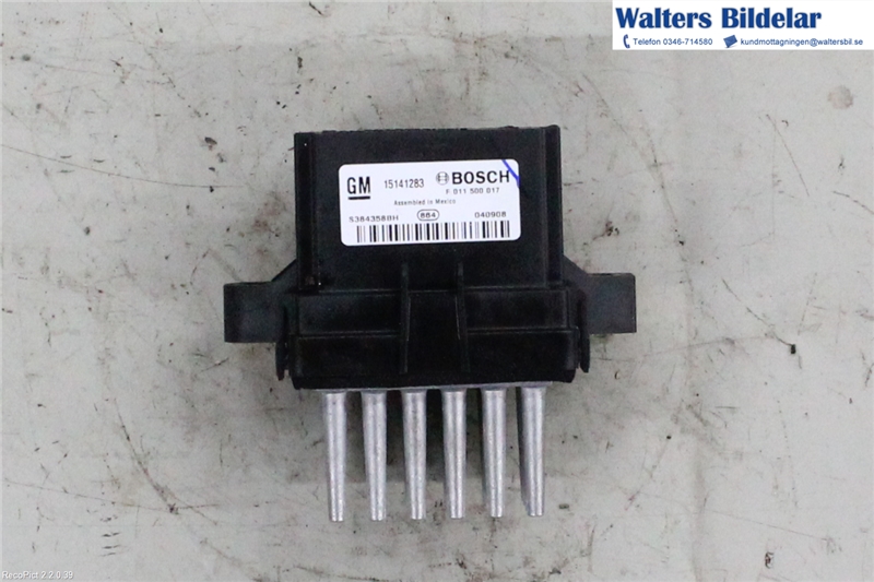 Heater fan resistor 15141283